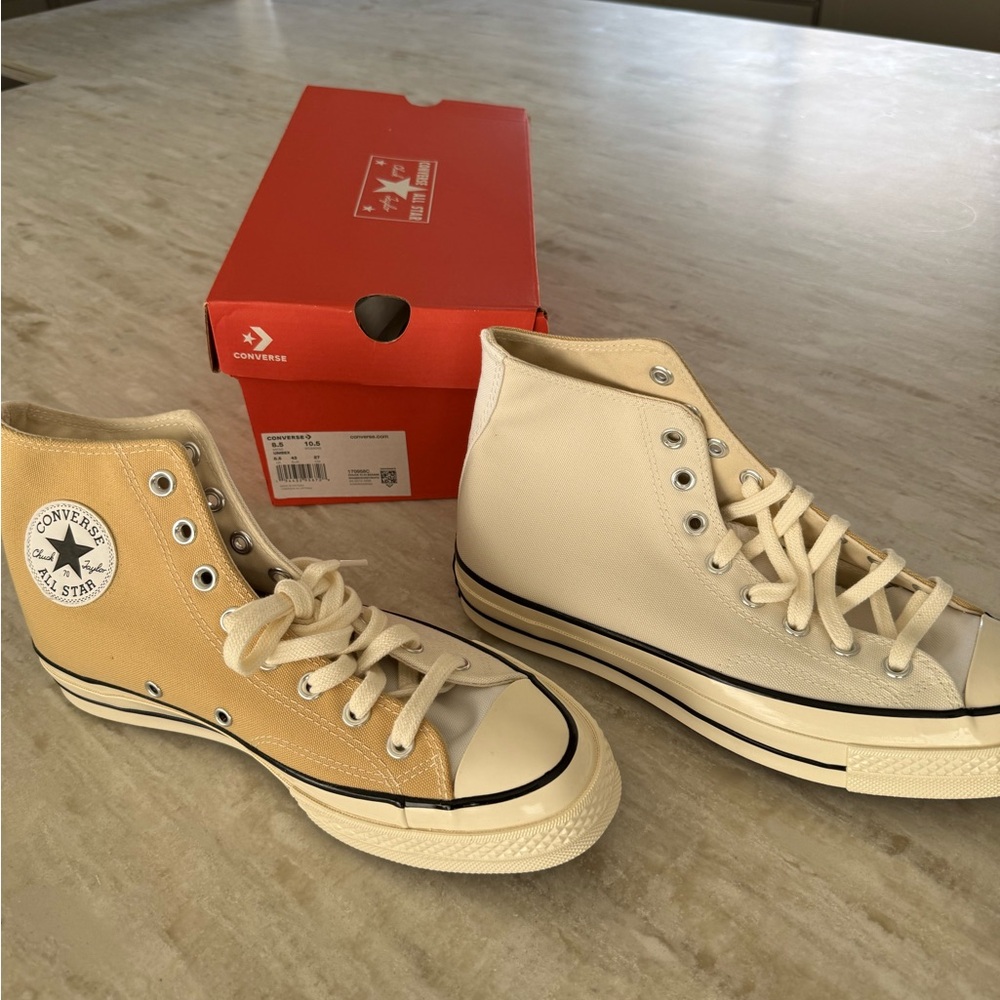 Converse High-Tops in Beige and Off-White